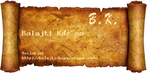 Balajti Kósa névjegykártya